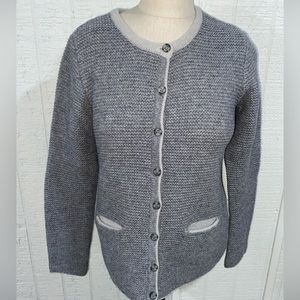 Marie Lund Lambswool Copenhagen Gray Cardigan Sweater Buttons Pockets Vintage M